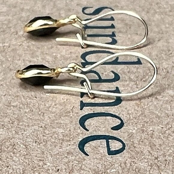 Sundance $78 NEW 3/4" BLACK ONYX 12kt Gold GF Leo Capricorn Birthstone Earrings - Picture 3 of 6